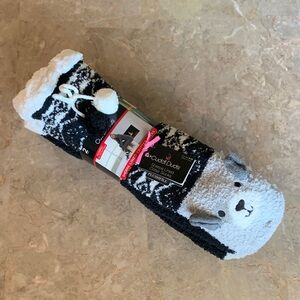 Cuddl Duds Black and White Sherpa lined Critter Socks